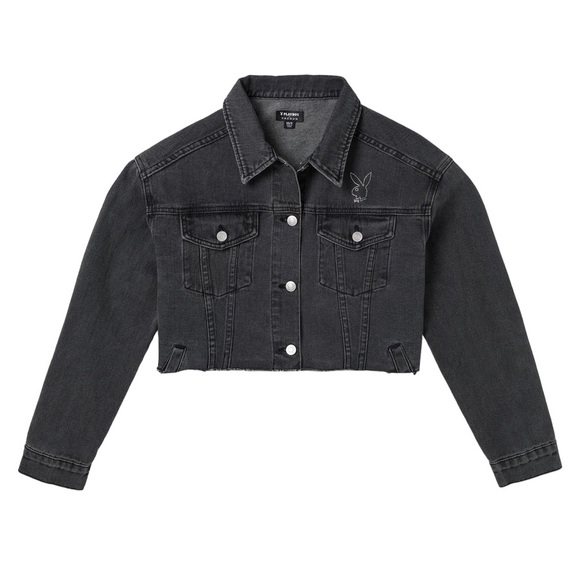 Playboy Jan 1986 Andy Warhol Cover Grey Bunny Distressed Rhinestone Denim Jacket - Picture 2 of 16